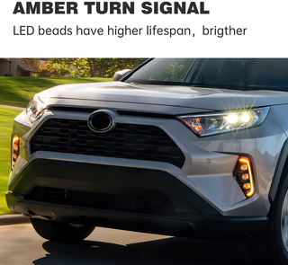 HW 4x4 LED DRL Lights Fog Lights with Amber Turn Signal Lamps 3 Eyes For Rav4 Accessories