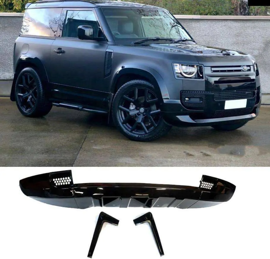 HW Car Styling Exterior Accessories Glossy Black ABS Front Bumper Lip Kit for Land Rover Defender 2020