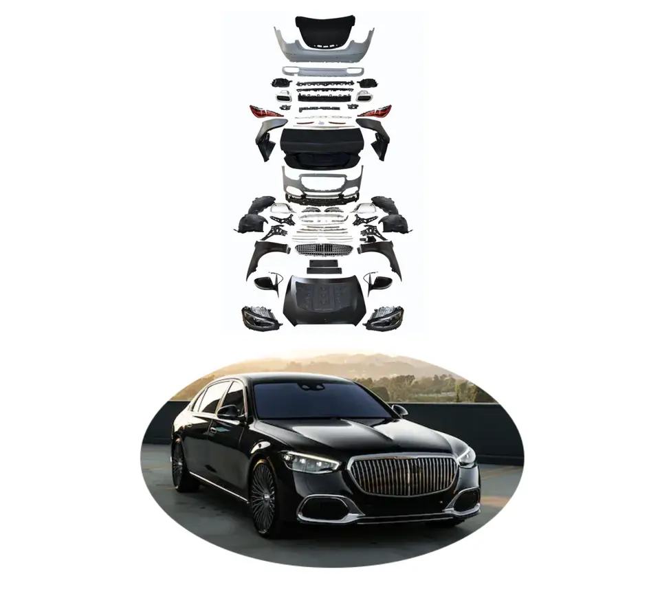 S CLASS W221 old to NEW upgrade to W223 Maybach MBH style Body Kit Facelift For Mercedes Benz E Class W221 2016-2020