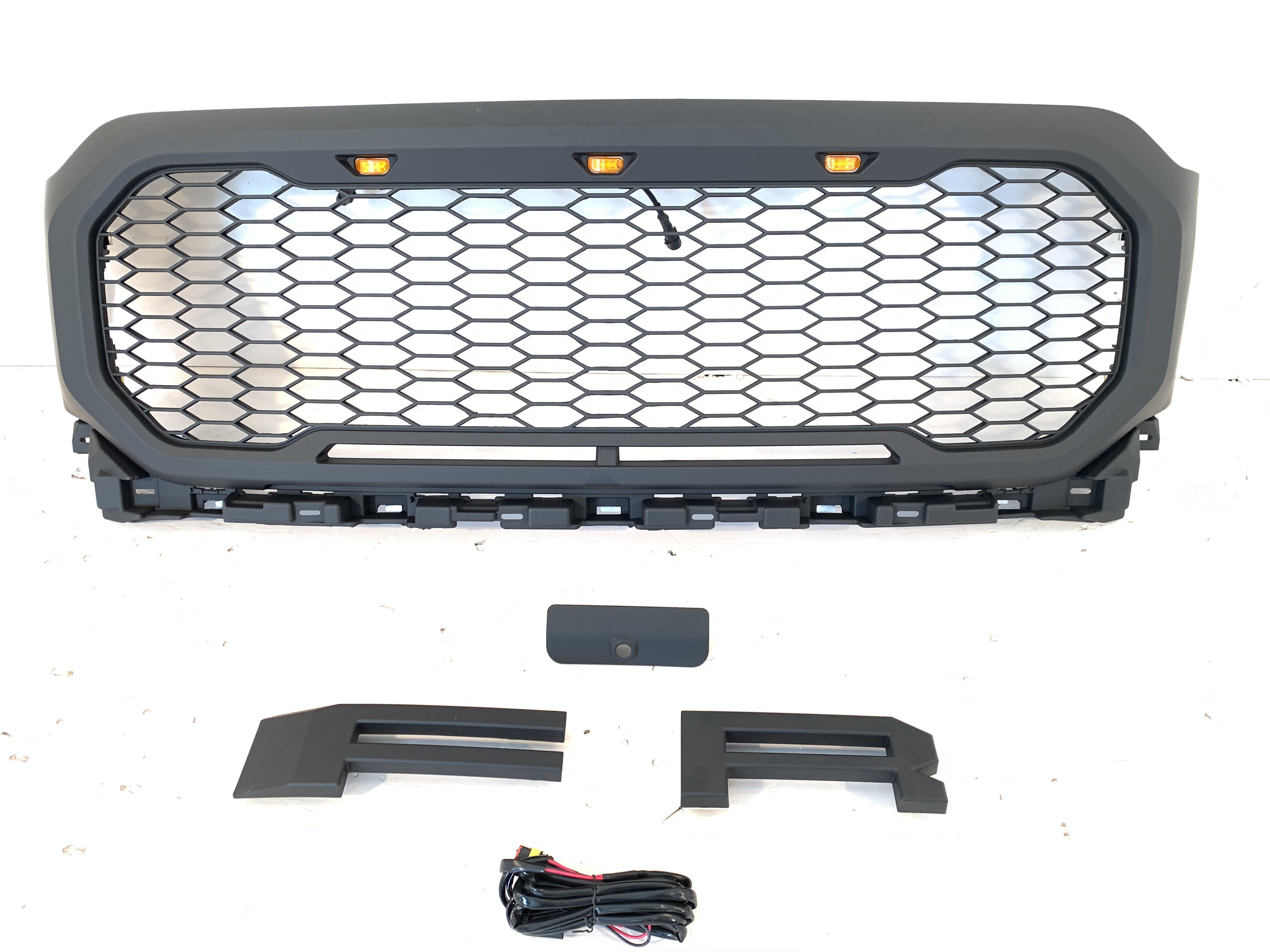 2021 New Arrival Pickup Car Parts Matte Black Front Mesh Style Car Grills Without Camera Hole Fit For Ford F150
