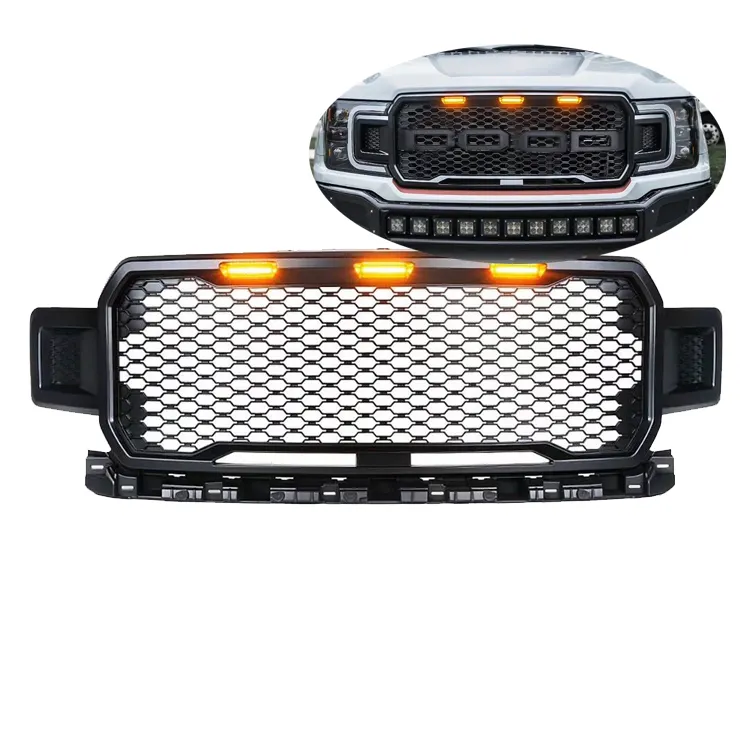 2018-2020 Front Hood Bumper Upper Mesh Grille for F150 Grill with Led Offroad 4x4 Car Accessories