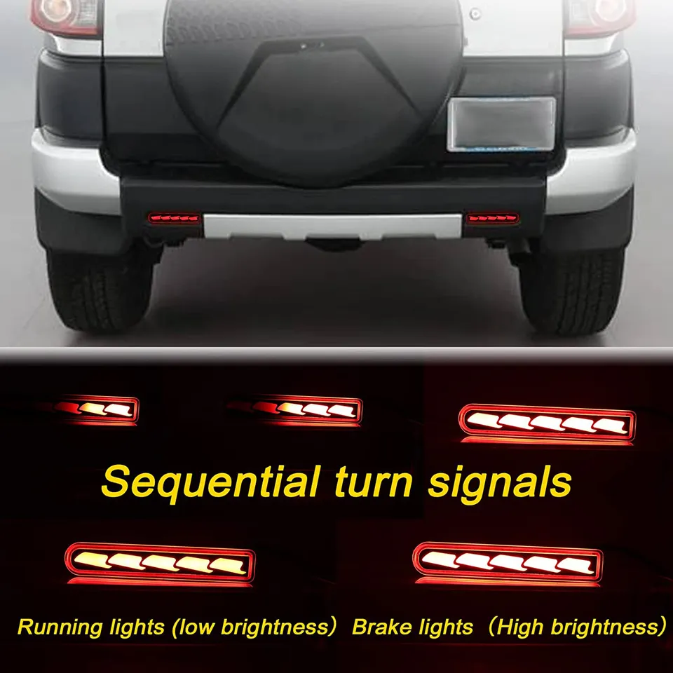 Exterior Accessories Red Smoked LED Rear Brake Light Sequential Turn Signal Lamps for FJ Cruiser 2007-2021