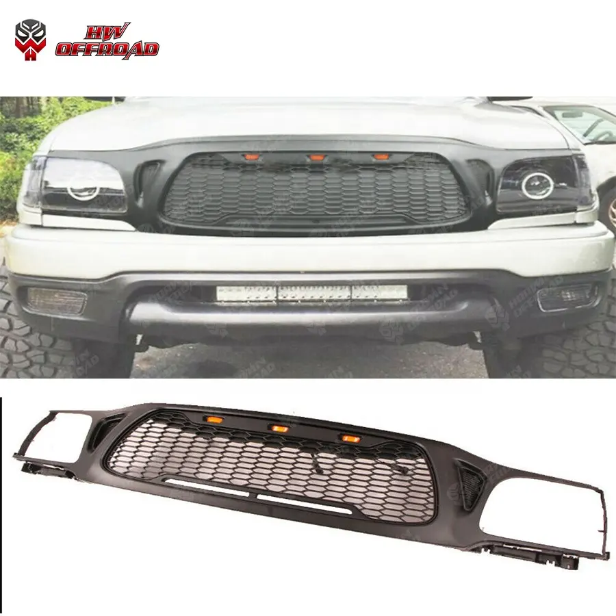 4x4 Car Exterior Accessories ABS Mesh Racing Car Grills Front Hood Bumper Grill with or without light For Tacoma 2001-2004