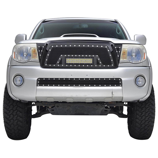 05-11 Toyota Tacoma Evolution Stainless Steel Wire Mesh Cutout Grille Black w/ LED for Toyota Tacoma