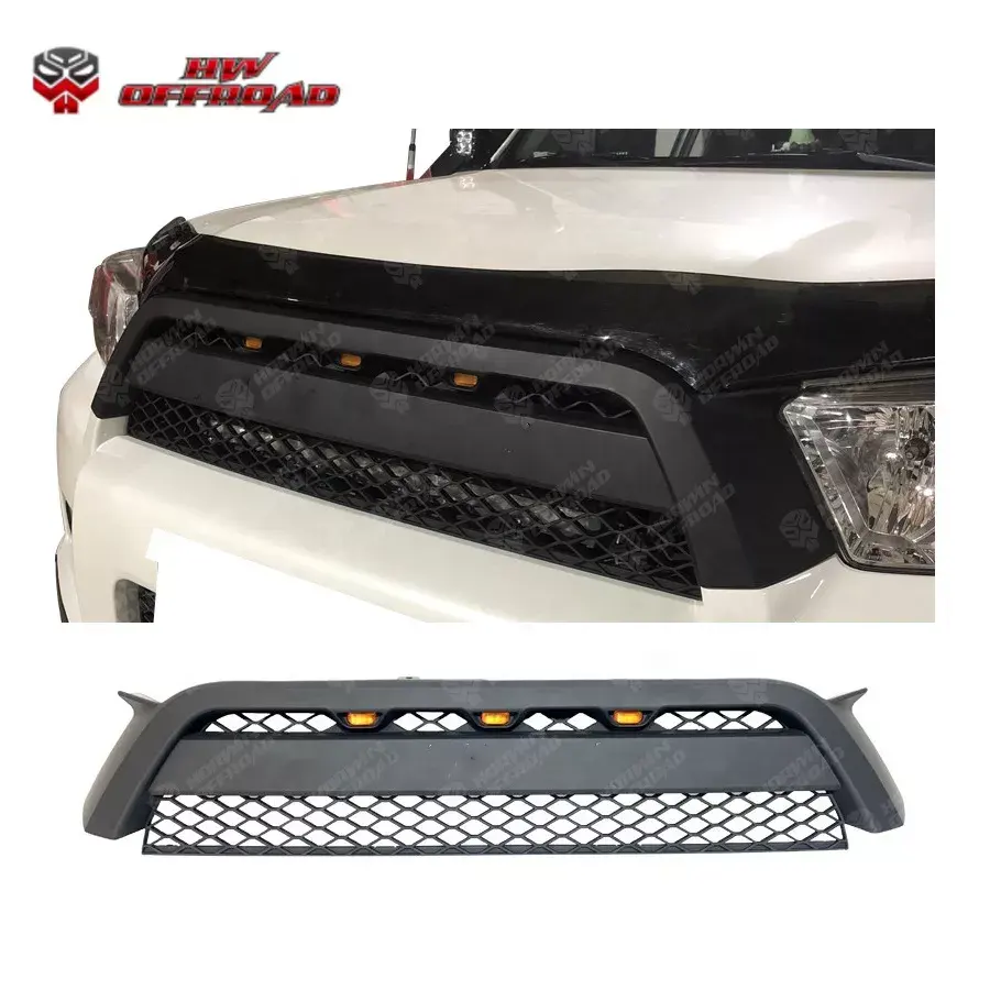 ABS Material Car Grill For 4 Runner 2012-2016 High Quality Front Bumper Automotive Black Frame Grille With LED Lights