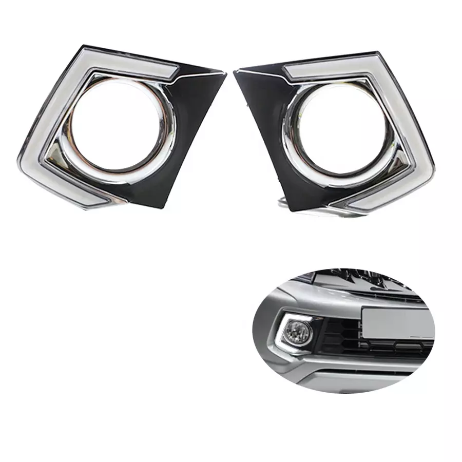 Auto Parts LED DRL Fog Lights Cover Driving Lamp Assembly Kit Day Running Light For Triton L200 2015-2018