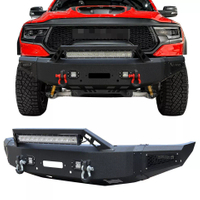 Black Front Bumper With LED Lights & D-Rings for Dodge Ram 1500 2019-2021