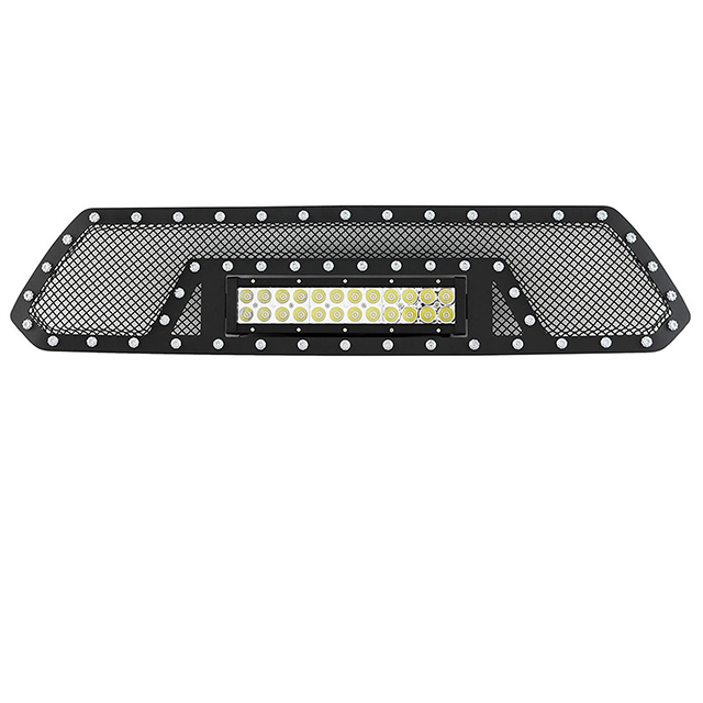 12-15 Toyota Tacoma 1PC Cutout Evolution Black Stainless Steel Wire Mesh Grille With One LED Light for Toyota Tacoma